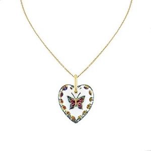 14k Gold Filled Heart Butterfly Crystal Necklace
